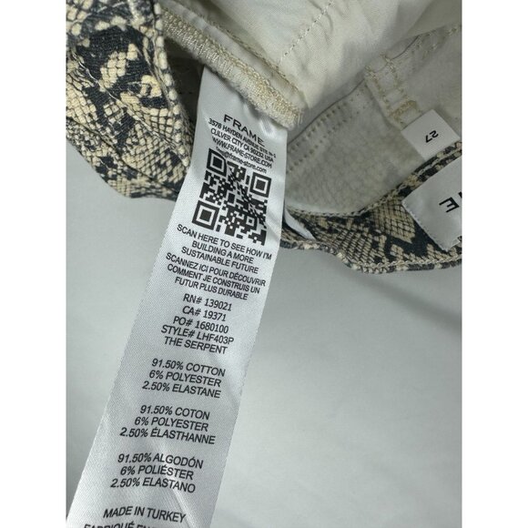 NWT Frame Women’s Size 27 Cream Snake Print Serpent Le High Flare Jeans - Picture 7 of 10